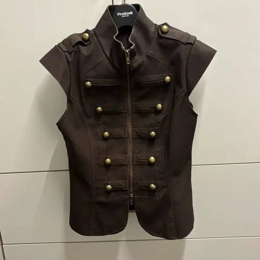 [BUNJANG] Napoleon Style Short Sleeve Jacket Brown / 나폴레옹 반팔 자켓 브라운