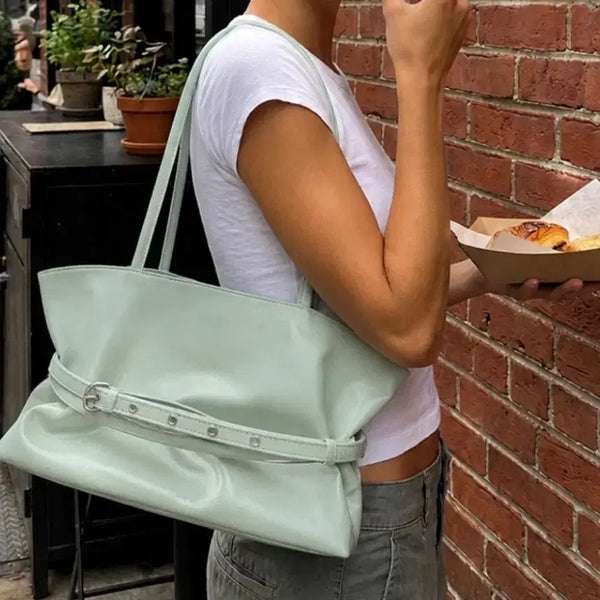 [BUNJANG] Letteri Mellow Reversible Belt Tote Bag Mint / 레터리 멜로우 리버시블 벨트 토트백 민트