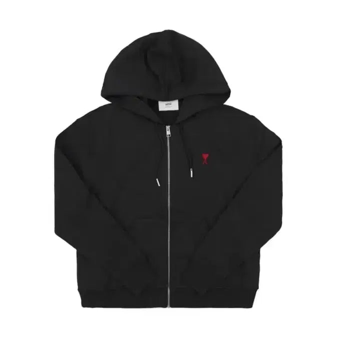 [BUNJANG] AMI Paris Heart Logo Hoodie Zip-up Black / 아미 후드집업