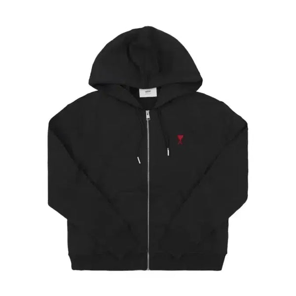 [BUNJANG] AMI Paris Heart Logo Hoodie Zip-up Black / 아미 후드집업