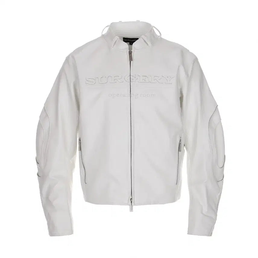 [BUNJANG] SURGERY Stratum Leather Jacket White (Large) / [L/품절피스] 써저리(SURGERY) 스트라텀 레더 자켓 화이트 (2~3회착)