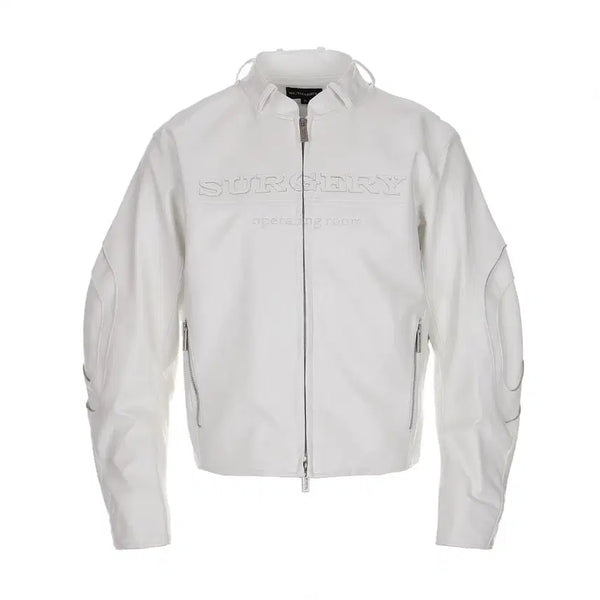 [BUNJANG] SURGERY Stratum Leather Jacket White (Large) / [L/품절피스] 써저리(SURGERY) 스트라텀 레더 자켓 화이트 (2~3회착)