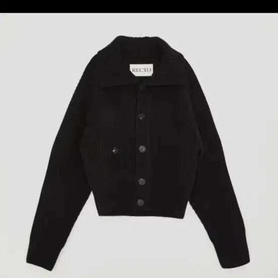 [BUNJANG] Recto Oversized Collar Wool Ribbed Cardigan Black / 구매) 렉토 Oversized Collar Wool Ribbed 가디건  블랙