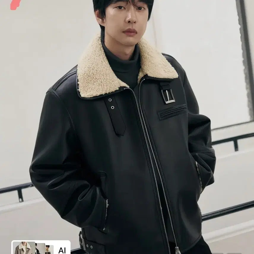 [BUNJANG] Drawfit Shearling Mustang Jacket Black / 드로우핏 시어링 무스탕 자켓
