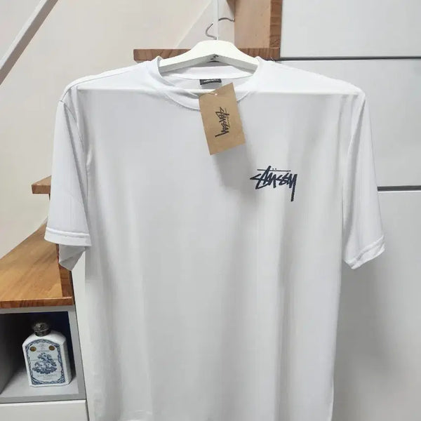 [BUNJANG] Stussy Cold Feeling Short Sleeve T-Shirt White Blue Logo Women's L / Men's M / [미착용&새제품/반택무배] 스투시 냉감 반팔티 화이트  블루로고 여자L /남자M  [택달린새상품]