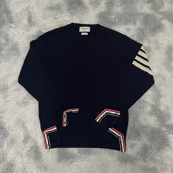 [BUNJANG] Thom Browne Striped Armband Merino Wool Knit Navy Size 3 / 톰브라운 사선완장 메리노 울 니트 네이비 [3]