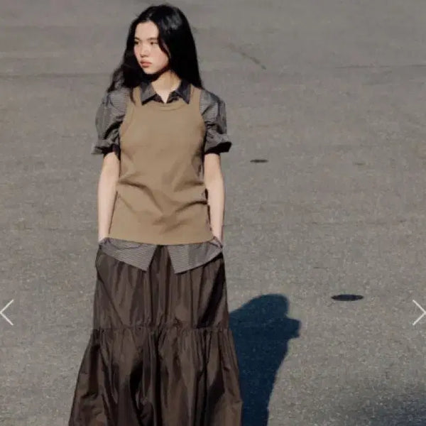 [BUNJANG] Monoha Gingham Check Long Skirt / 모노하 깅엄 체크 스커트