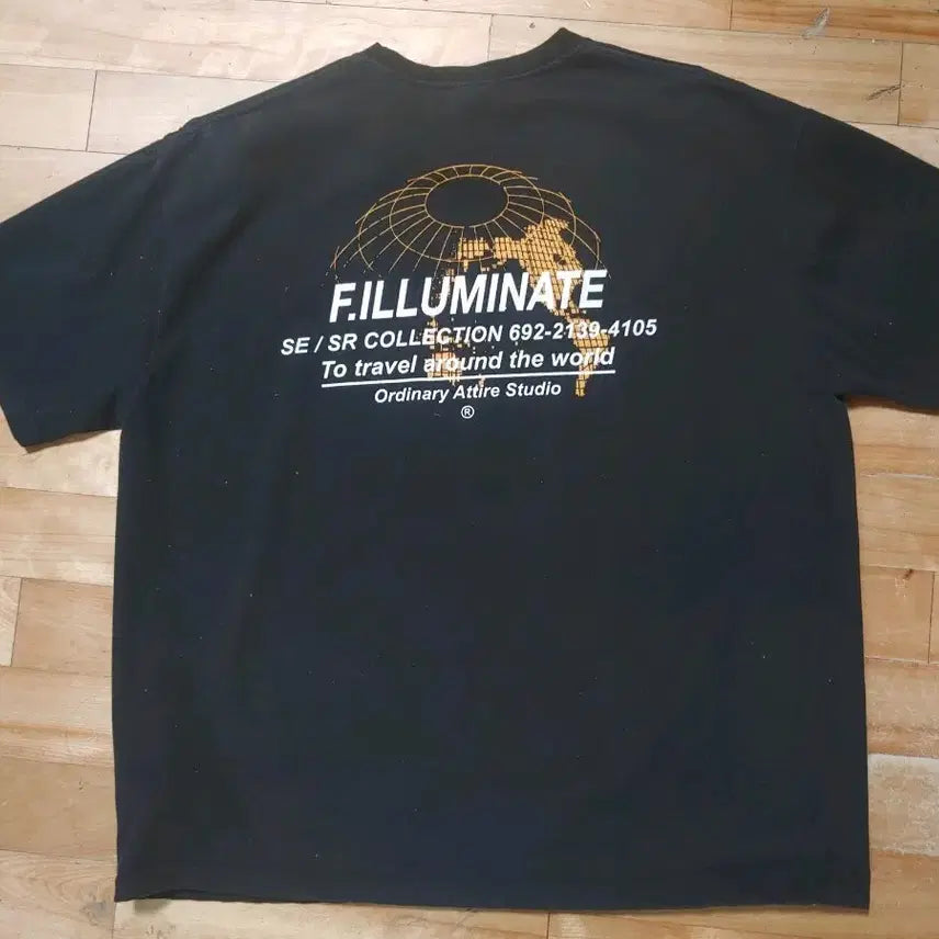 [BUNJANG] Filminate 'To Travel Around the World' Graphic T-Shirt Black / 필루미네이트 반팔티 블랙