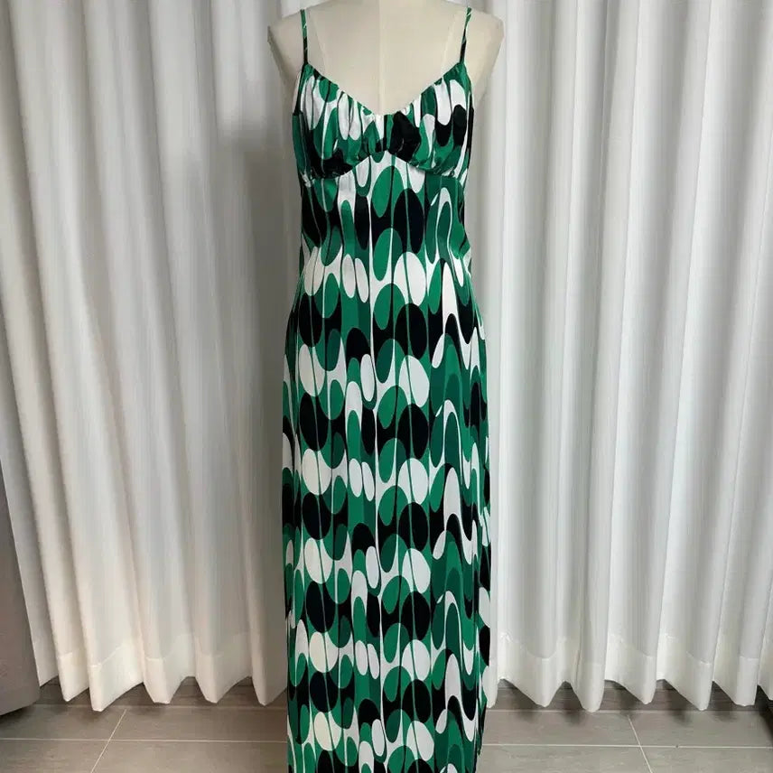[BUNJANG] ZARA Green Tie-Dye Camisole Long Dress / 자라 그린나염 끈나시 롱원피스