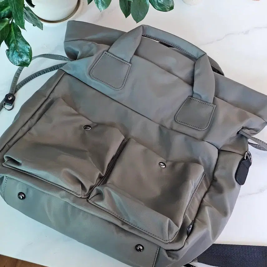 [BUNJANG] Nylon 3-Way Bag Tote Shoulder Backpack / 나일론 3WAY 가방 토트백 숄더백 백팩 카키그레이 미사용