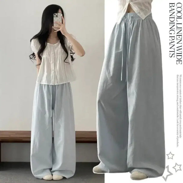 [BUNJANG] Avely Sky Blue Wide Pants / 에이블리) 소라색 와이드팬츠