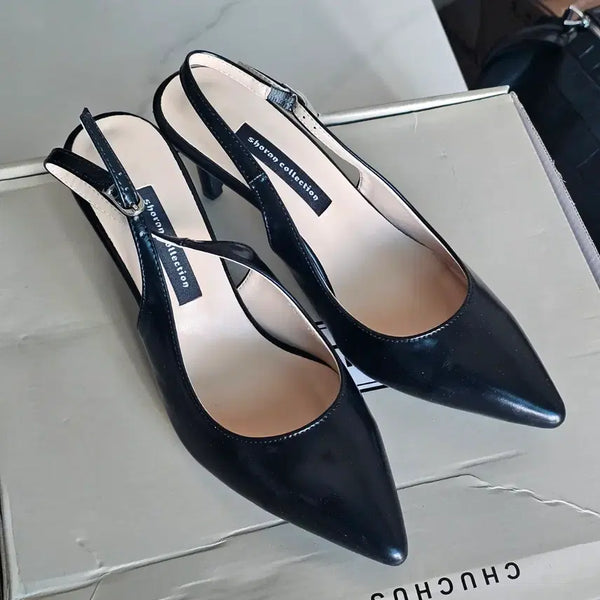 [BUNJANG] Black Slingback Heels - Size 245 / 블랙 슬링백 힐 245 (1회착)