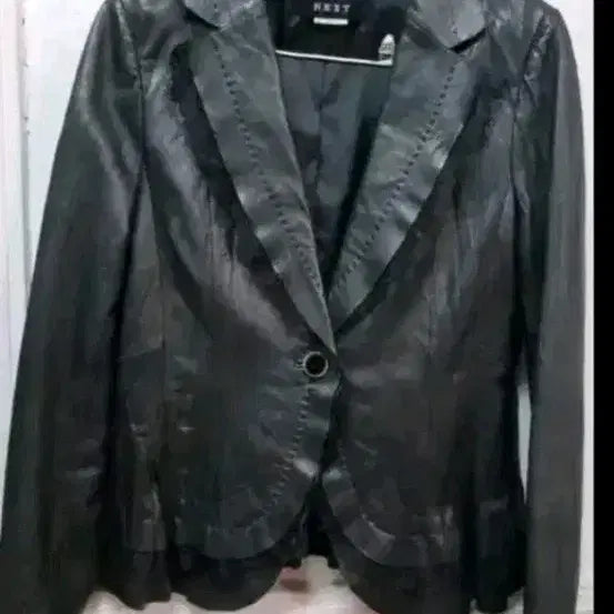[BUNJANG] NEXT Black Leather Jacket with Lace Detail / NEXT 블랙 레더 자켓
