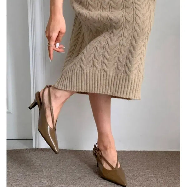 [BUNJANG] Women's Slingback Mules - Brown, Size 245 / 슬링백 뮬 245 브라운 새상품