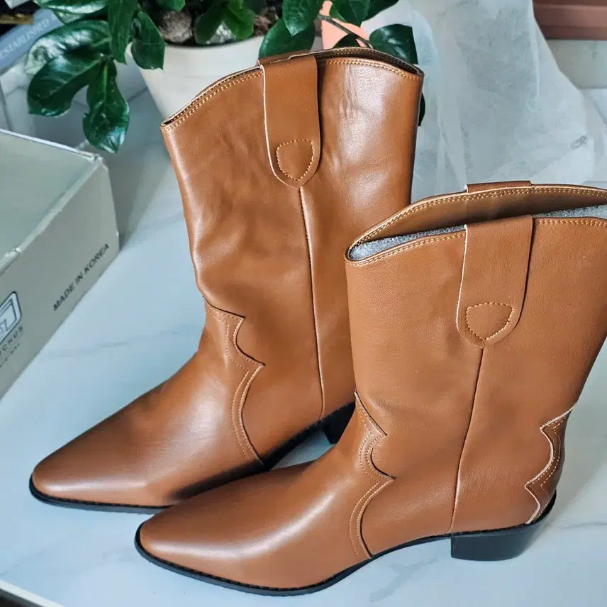 [BUNJANG] Camel Western Boots (Size 250) - New / 카멜색 웨스턴 부츠 250 새상품