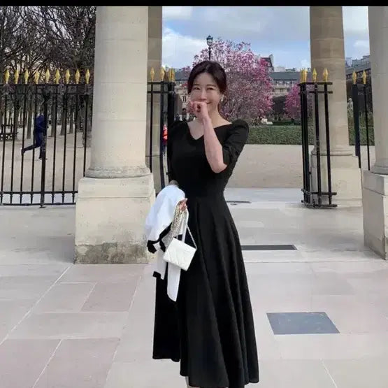 [BUNJANG] Black Long Dress for Wedding Guest / 여름 하객룩 원피스