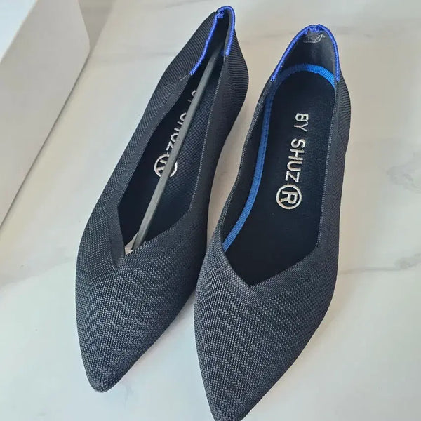[BUNJANG] Knitted Flat Shoes - Black (245 Size) / 니팅 플랫슈즈 245 블랙 새상품