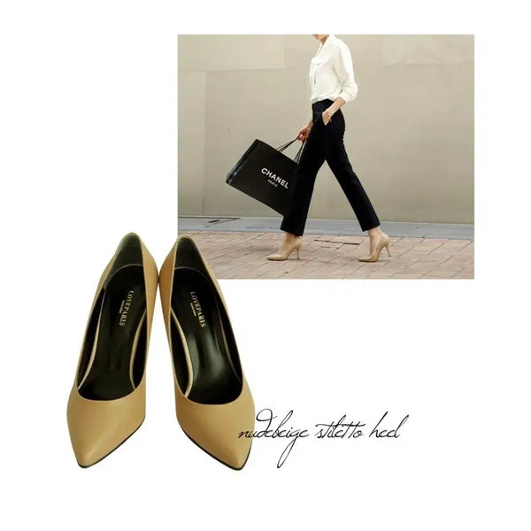 [BUNJANG] Nude Beige Stiletto Heels 7cm - Size 240 (Wide Fit) / 누드베이지 스틸레토 힐 7cm 240 발볼넓힘 새상품