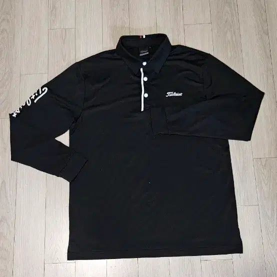 [BUNJANG] Titleist Men's Long Sleeve Polo Shirt Black Size 100 / 타이틀리스트 긴팔 카라티 블랙 100 가슴단면 53
