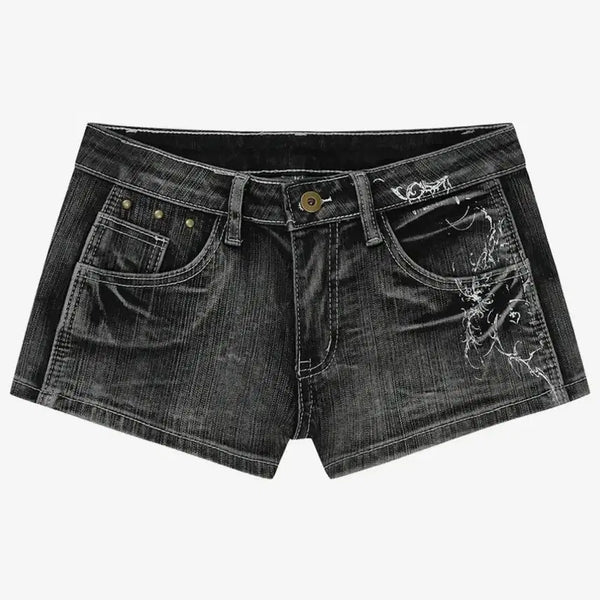 [BUNJANG] GILLAACHIVE Tattooed Graphic Denim Shorts - Grey / 길라아카이브 TATTOOED GRAPHIC DENIM SHORTS_GREY