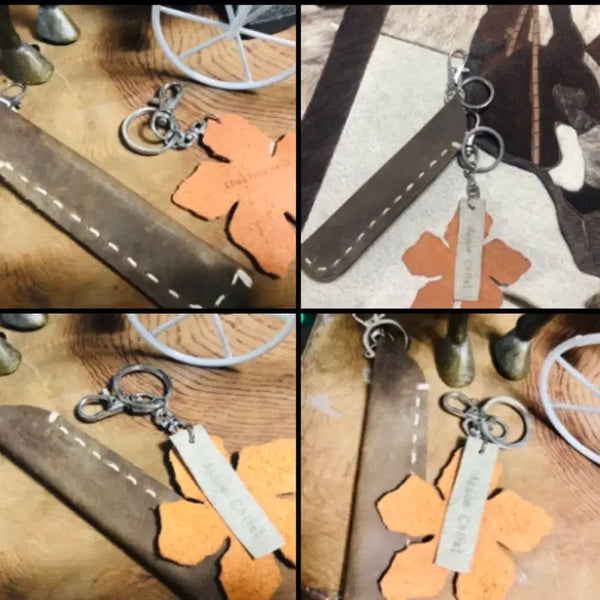 [BUNJANG] Handmade Leather Suede Keyring Design Sample Set (2 Pieces) / 수제 가죽 스웨이드 키링 디자인 샘플 2개 세트