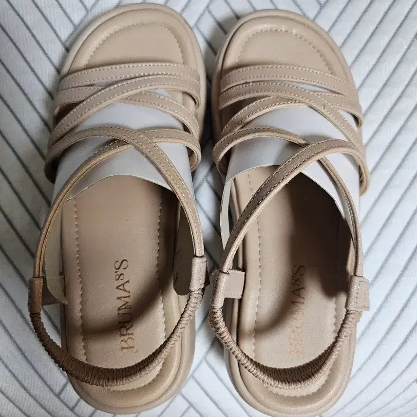 [BUNJANG] Brumas Strappy Flat Sandals Beige / 브루마스 샌들 베이지