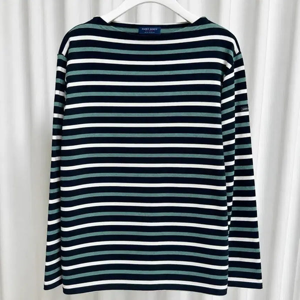 [BUNJANG] Saint James Striped Long Sleeve T-Shirt S Deep Sage Green/Black/Ivory / (새상품급) 세인트제임스 스트라이프 여성 긴팔티 S (딥세이지그린,블랙,아이보리)