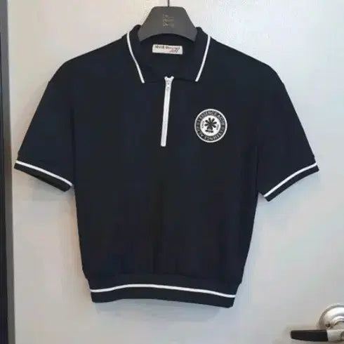 [BUNJANG] Mardi Mercredi Actif Black Short Sleeve Polo Shirt Free Size / 마르디 메크르디 악티프 블랙 카라반팔 프리