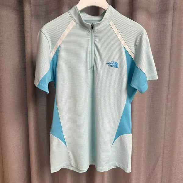 [BUNJANG] The North Face Women's Half-Zip Short-Sleeve Top - Size L (90) / 노스페이스 반집업 여성 반팔탑 90size