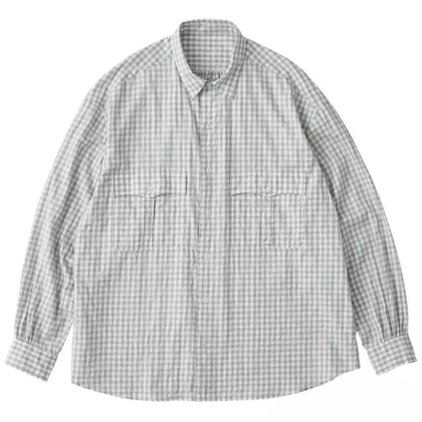 [BUNJANG] Porter Classic Roll-Up Shirt Gingham Check Cotton Gray L / [L]포터클래식 롤업셔츠 기자코튼 깅엄체크 그레이