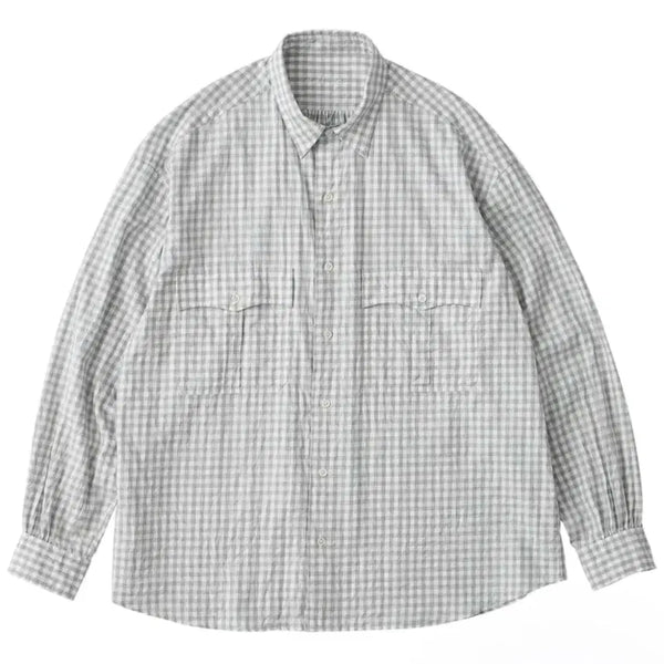 [BUNJANG] Porter Classic Roll-Up Shirt Gingham Check Cotton Gray L / [L]포터클래식 롤업셔츠 기자코튼 깅엄체크 그레이