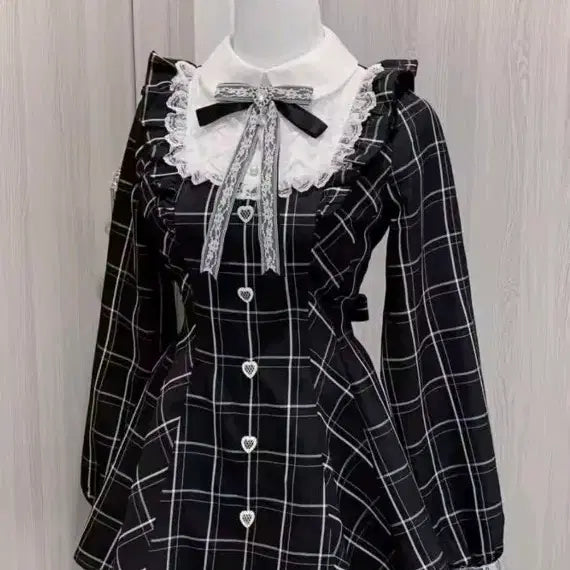[BUNJANG] Jirai Kei Style Plaid Lolita Set-up (Size S) / 정품 X | 지뢰계 스타일 체크 무늬 로리타 셋업 S사이즈