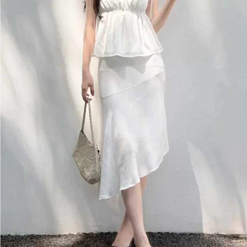 [BUNJANG] UUR Mermaid Flare Midi Skirt - White, Size S / (새상품/무료배송) UUR 유유알 머메이드 플레어 미디 스커트