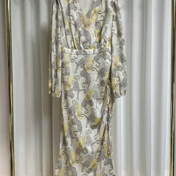 [BUNJANG] Yellow Dye Wrap Long Dress / (새상품_수입) 옐로우 나염 랩 롱원피스