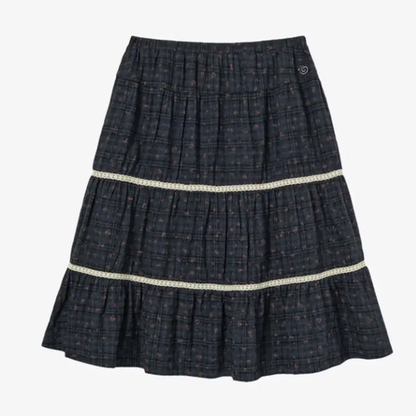 [BUNJANG] AEAE Pattern Tiered Skirt Navy / aeae 에이이에이이 패턴 티어드 스커트 네이비