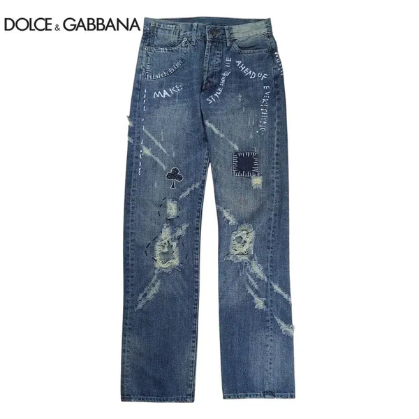 [BUNJANG] D&G Low Rise Graphic Painting Jeans / D&G 사시코 로우라이즈 그래픽 페인팅 진