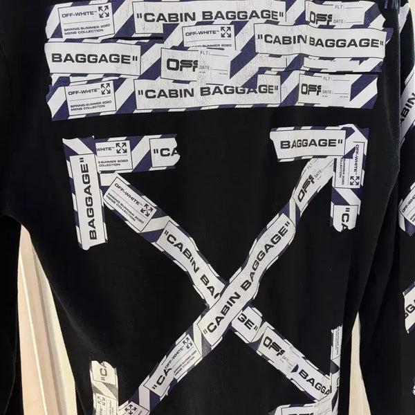 [BUNJANG] Off-White Airport Tape Short Sleeve T-Shirt Black L / 오프화이트 에어포트 테이프 숏슬리브 L