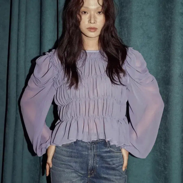 [BUNJANG] 21MAR80 Shirring Blouse / (미착용 새상품) 이일삼팔공 셔링 블라우스 21MAR80
