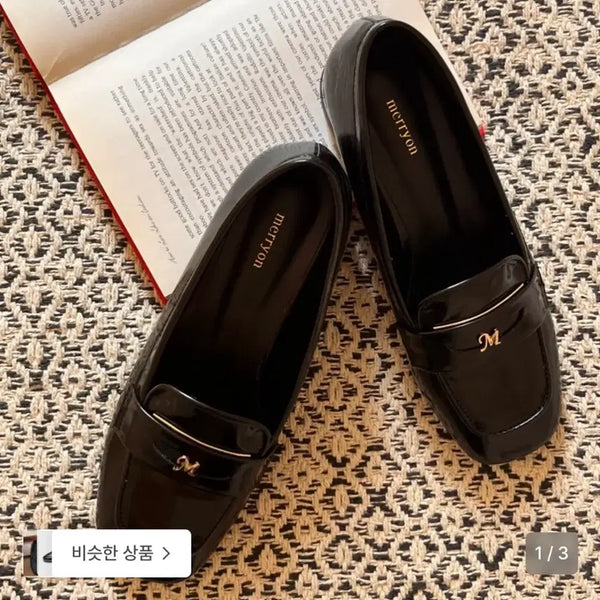 [BUNJANG] Merion Elkan Square Penny Loafer Black / 메리온 엘칸 스퀘어 페니로퍼