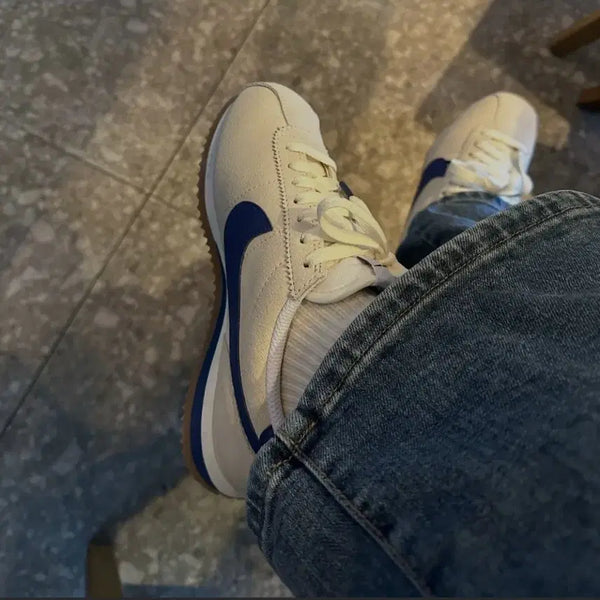 [BUNJANG] Nike Cortez Suede Beige Blue Sneakers / 나이키 코르테즈 스웨이드 베이지 블루