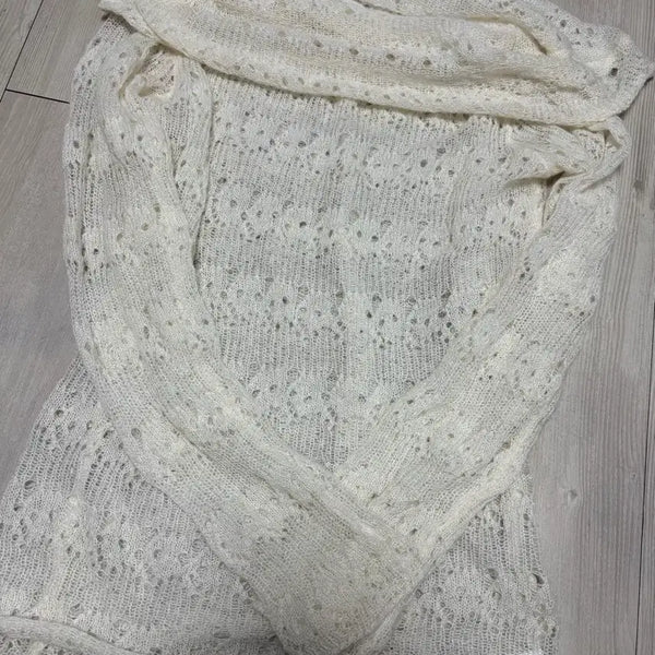 [BUNJANG] Ivory Crochet Knit Top / 아이보리 크로셰 니트