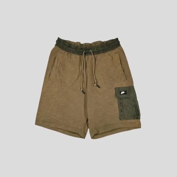[BUNJANG] Nike Melange Brown Khaki Futura Logo Banded Cotton Sweat Shorts / 나이키 멜란지 브라운 카키 퓨추라로고 밴딩 코튼 스웻팬츠 반바지 하프팬츠 30-33