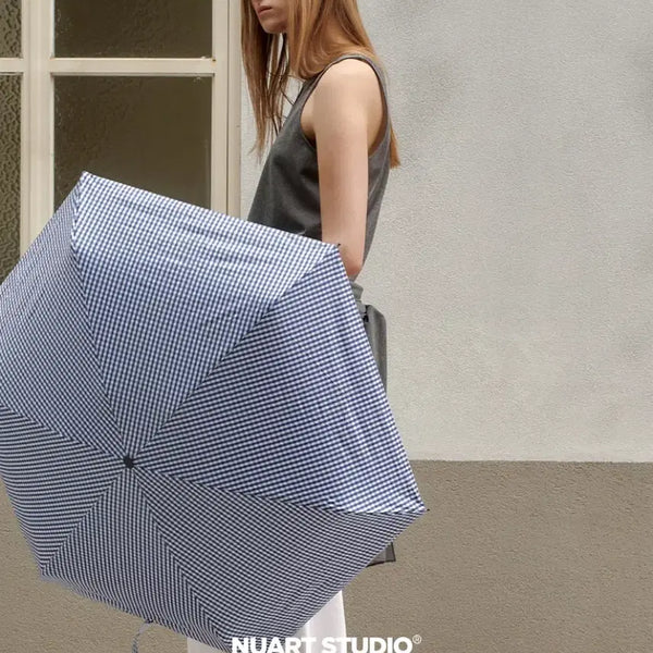 [BUNJANG] Nuart Studio OYW Glow 5-Section Manual Umbrella - Check Black / (무료배송*미개봉) 뉴아트 스튜디오 OYW 글로우 5단 수동 우양산 체크블랙