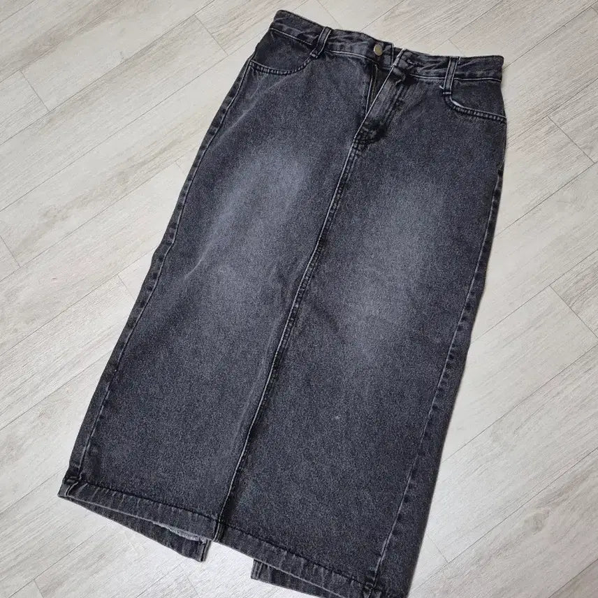 [BUNJANG] Denim Long Skirt Black M / 데님 롱 스커트 블랙 M