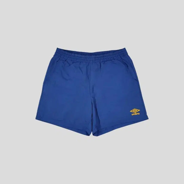 [BUNJANG] Umbro Blue Yellow Logo Nylon Inner Mesh Banding Track Shorts / 엄브로 블루 옐로우 로고 나일론 이너메쉬 밴딩 트랙 반바지 하프팬츠 31-34
