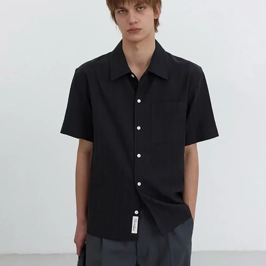 [BUNJANG] Dunst Jacquard Half Shirt Black L / 던스트 / 자카드 하프 셔츠 블랙 / L