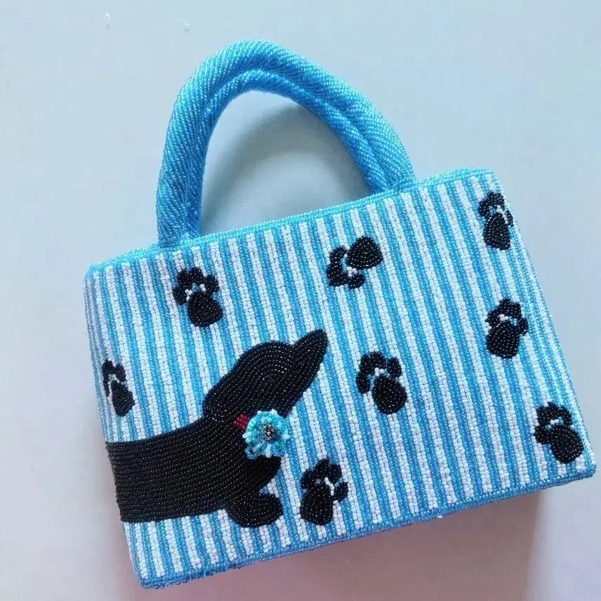 [BUNJANG] Beaded Dog Pattern Tote Bag / All 비즈 강아지 패턴 토트백