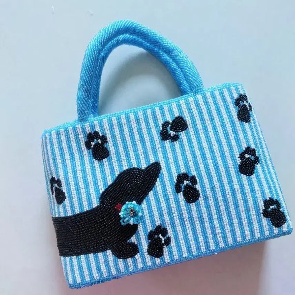 [BUNJANG] Beaded Dog Pattern Tote Bag / All 비즈 강아지 패턴 토트백
