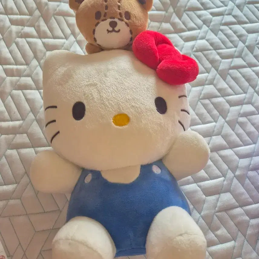 [BUNJANG] Hello Kitty & Teddy Bear Plush Doll Set / 헬로키티 봉제인형 커플