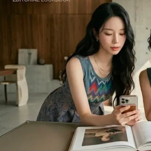 [BUNJANG] TheGrei Ethnic Pattern Sleeveless Dress with Waistband / [더그레이] 에스닉 배색 민소매 F 허리밴딩